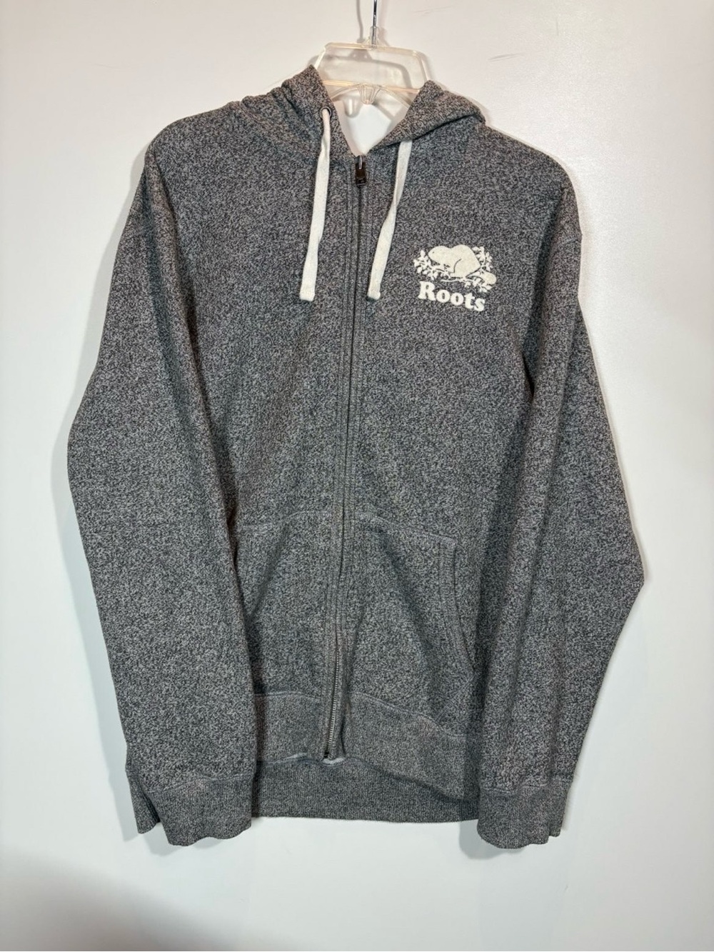Roots Charcoal Zip Hoodie with White Logo